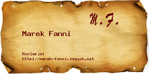 Marek Fanni névjegykártya